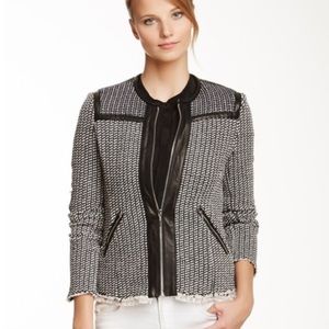 Rebecca Taylor Tweed & Leather Jacket sz 4
